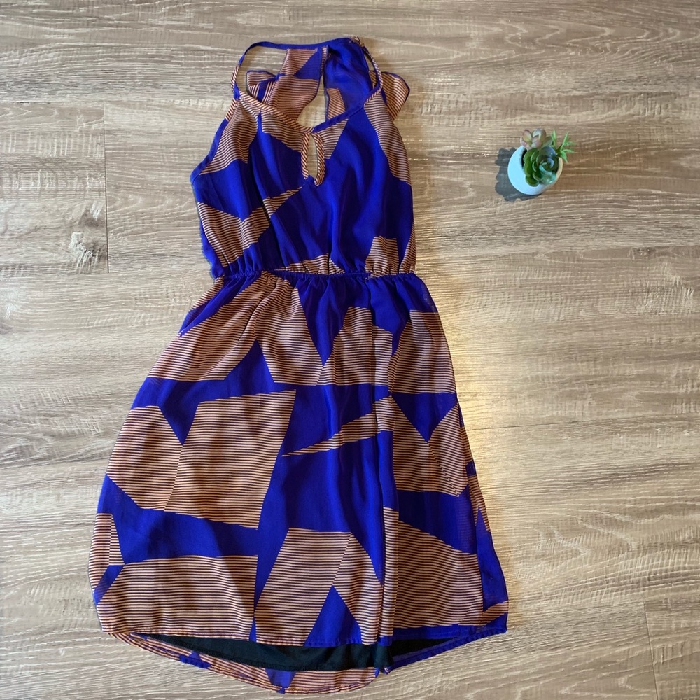 Blue Orange Sundress Small Open Back Game Day